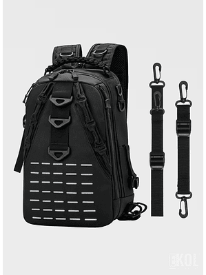 Mochila Táctica Militar Negra Mediana - Bolso de Trekking, Camping y Uso Diario Resistente