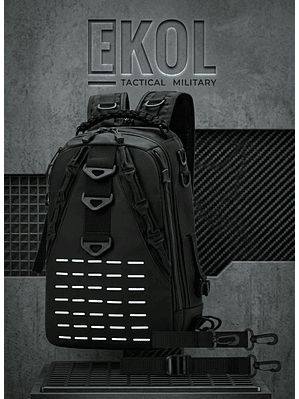 Mochila Táctica Militar Negra Mediana - Bolso de Trekking, Camping y Uso Diario Resistente