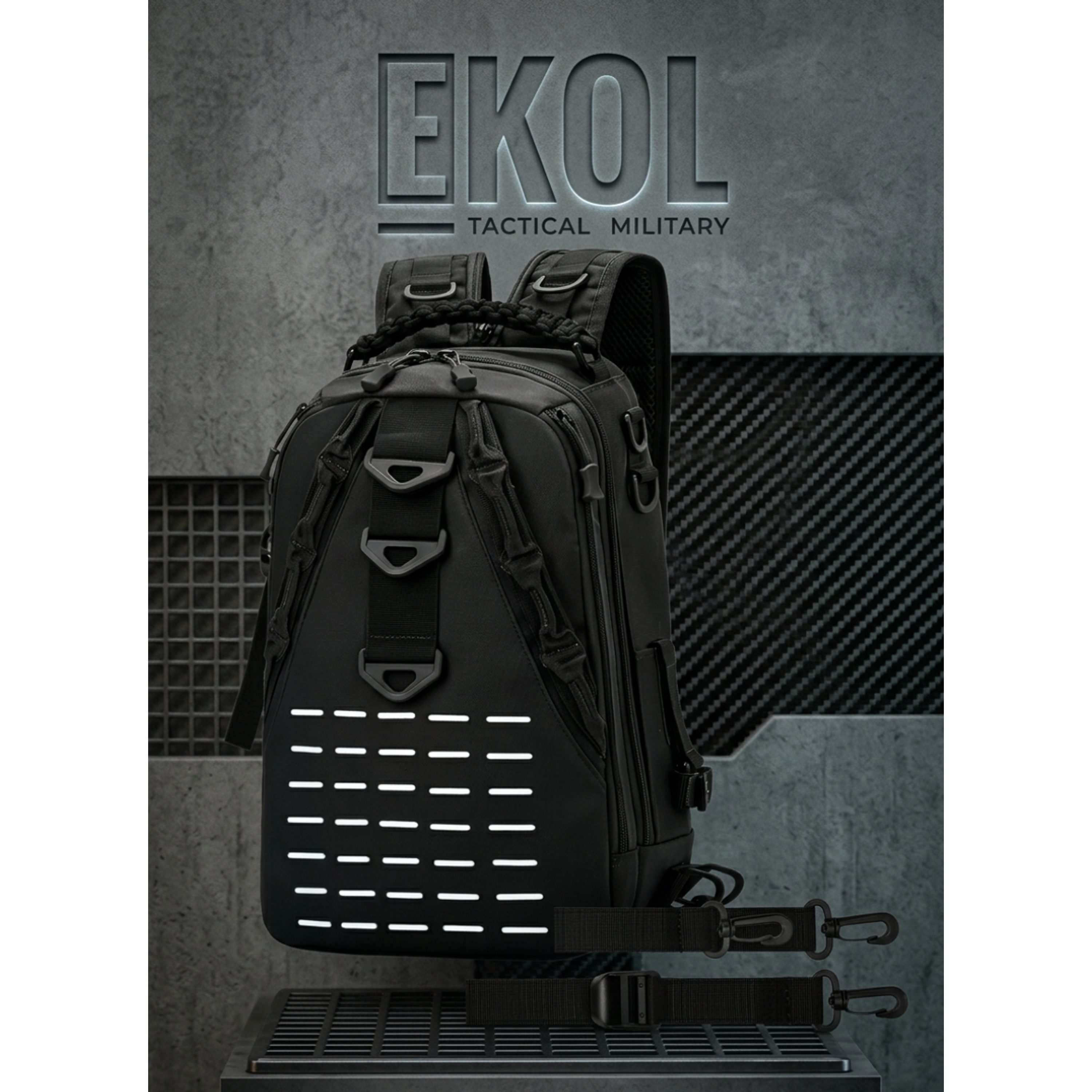 Mochila Táctica Militar Negra Mediana - Bolso de Trekking, Camping y Uso Diario Resistente 1