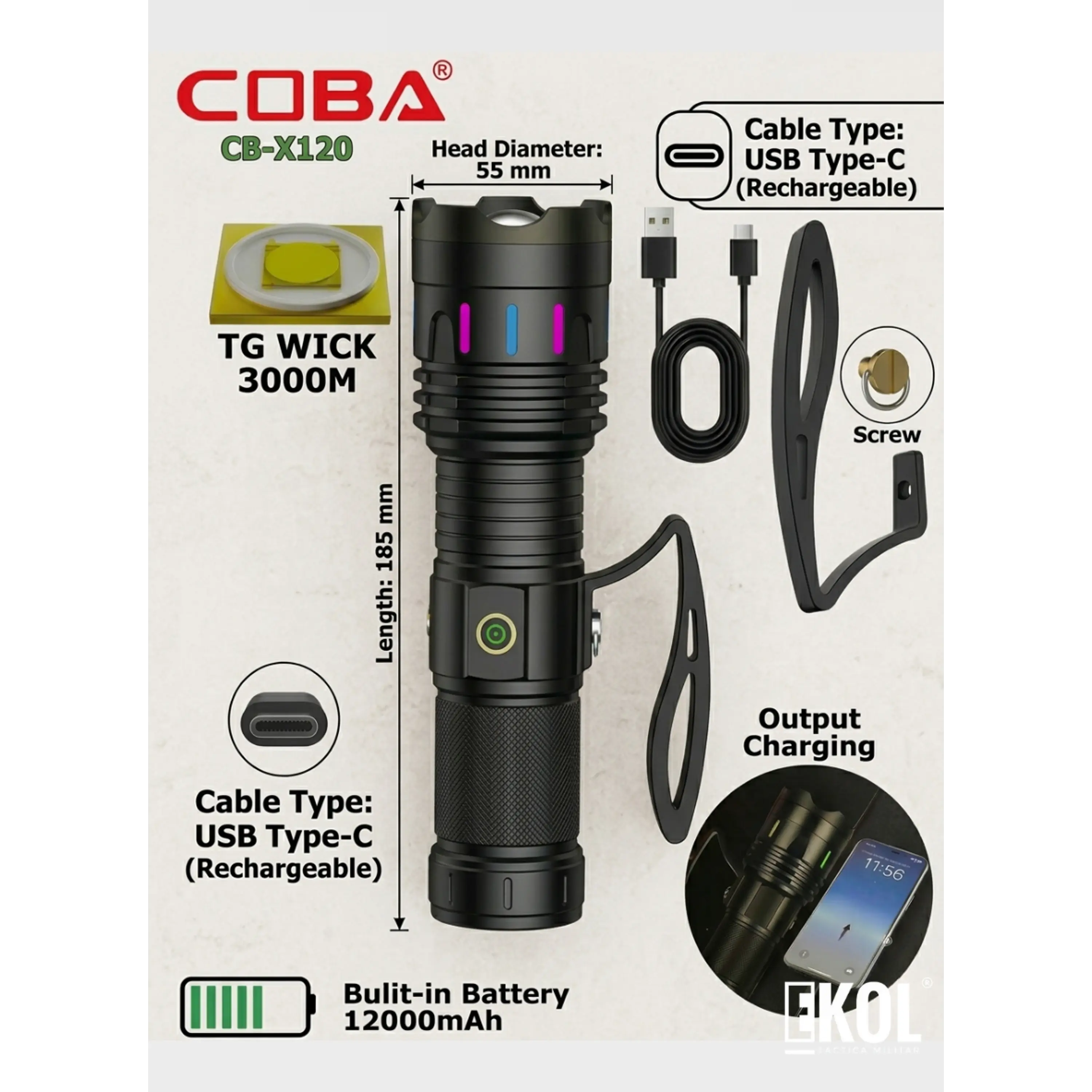 Linterna Máxima Potencia COBA CB-X120 6