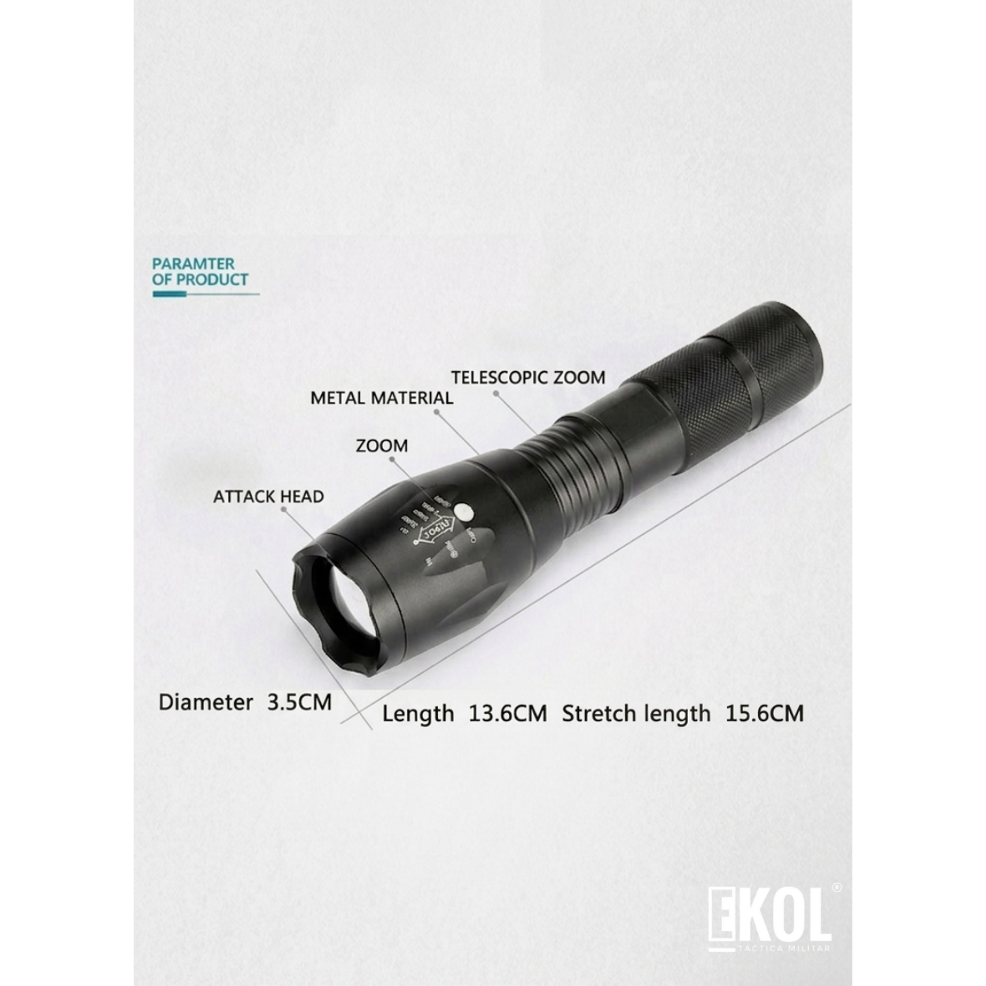 Linterna Led Táctica Recargable Luz Roja 5