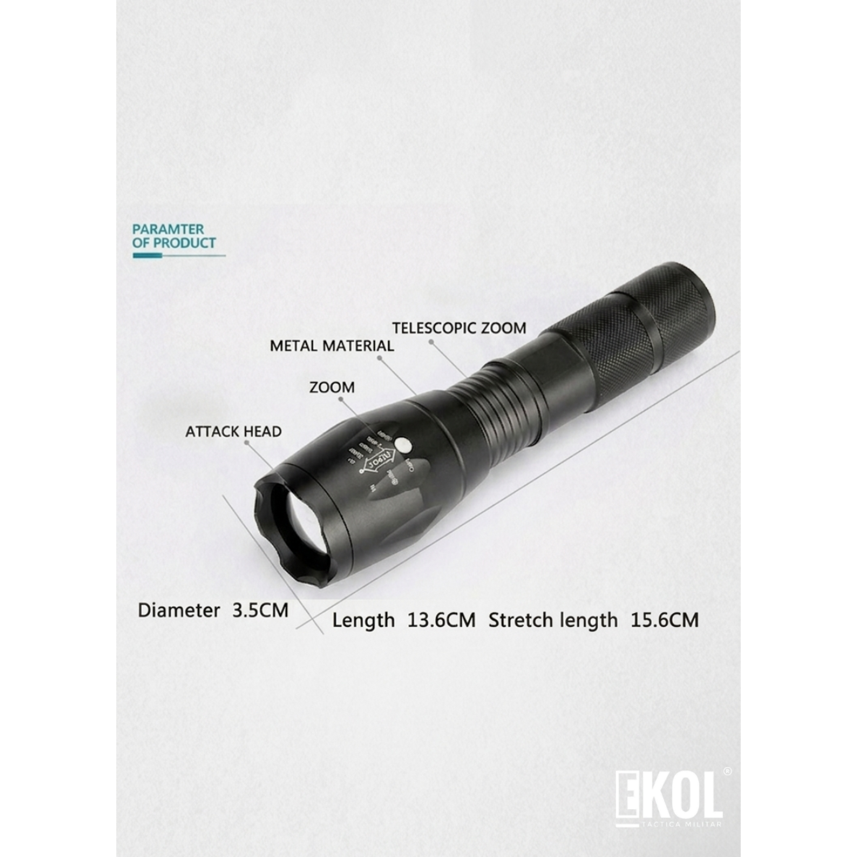 Linterna Led Táctica Recargable Luz Roja 5