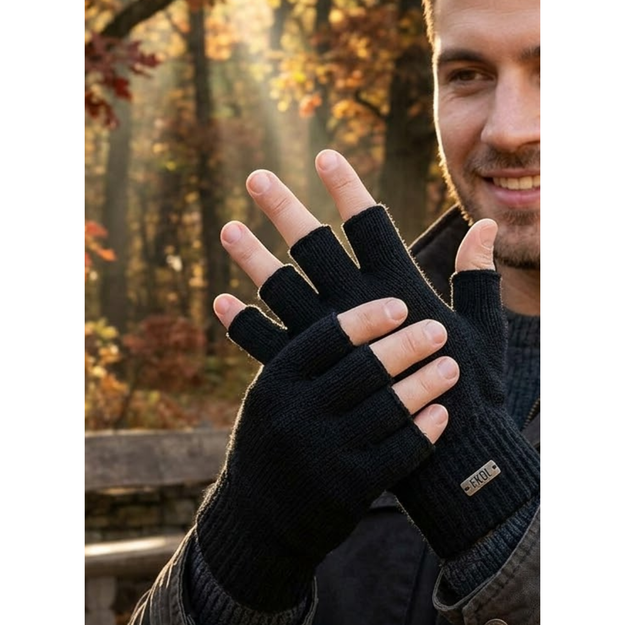 Guante Mitones Lana Térmico Clima Frío Gloves  Sin Dedos 1