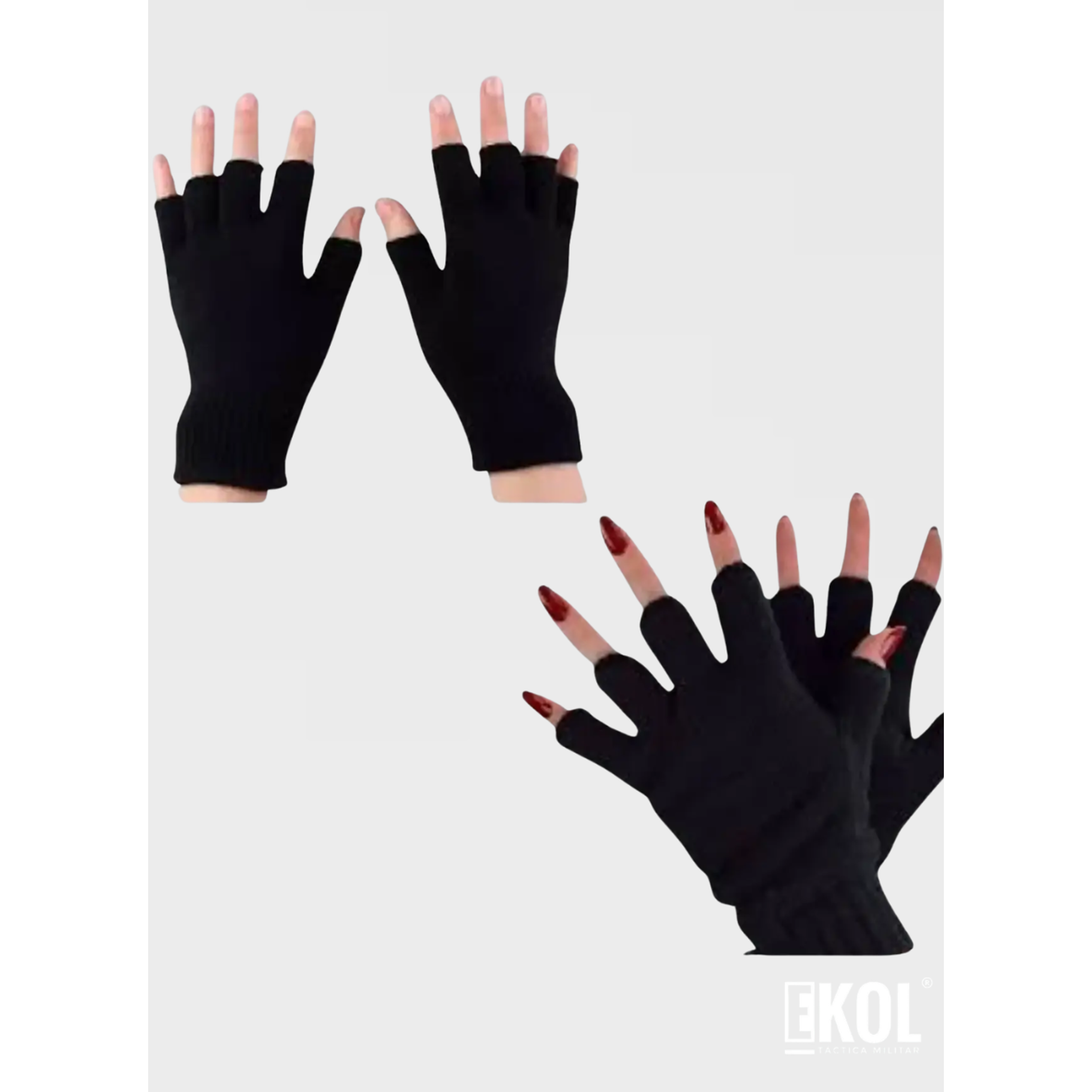 Guante Mitones Lana Térmico Clima Frío Gloves  Sin Dedos 5