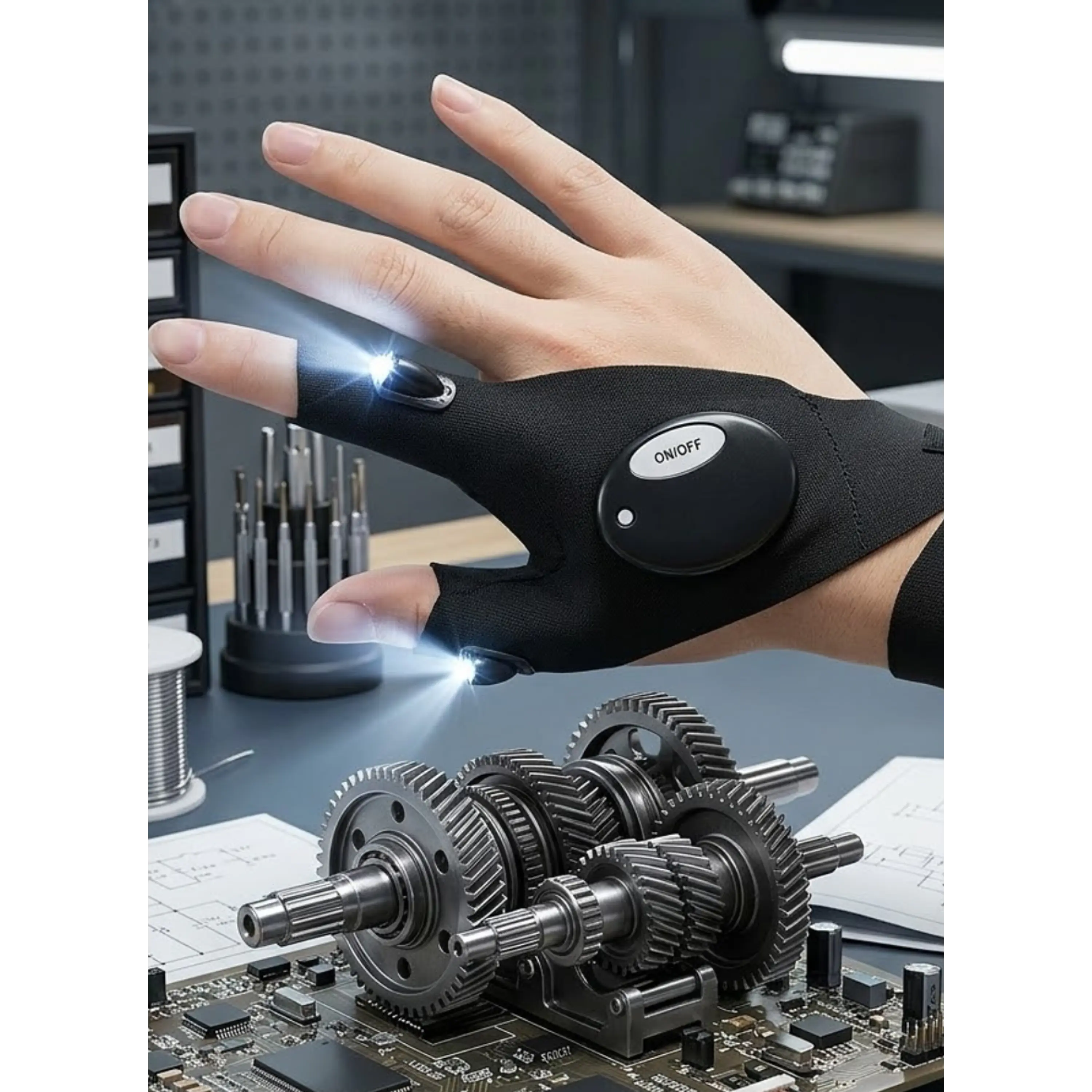 Guante Linterna Led - Bici Caza Pesca  1