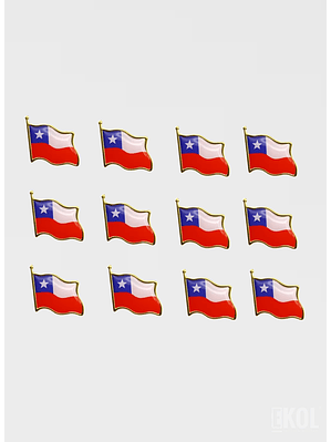 Pack 12 Broches Tipo Piocha Bandera De Chile - Calidad Superior