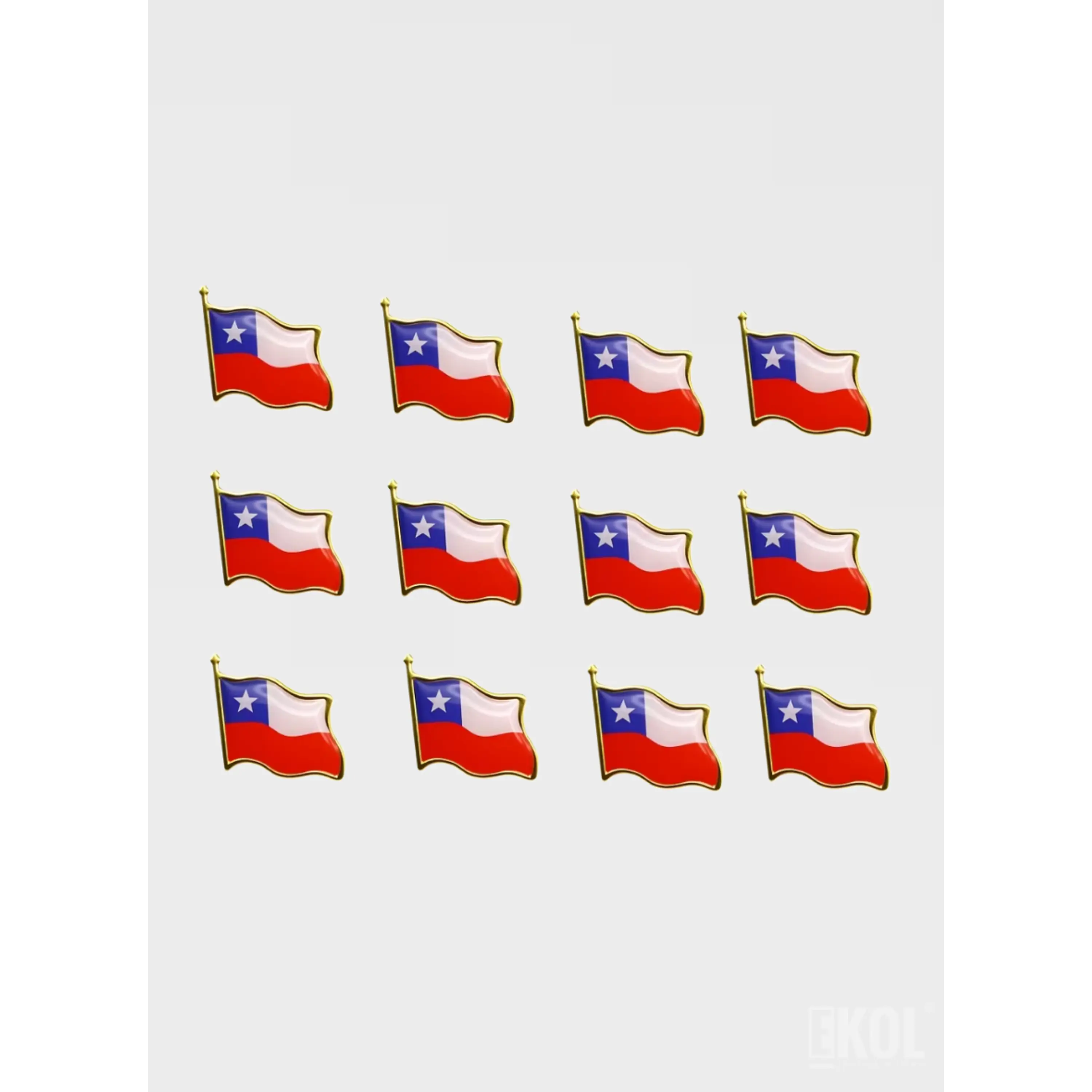 Pack 12 Broches Tipo Piocha Bandera De Chile - Calidad Superior 2