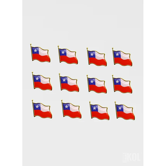 Pack 12 Broches Tipo Piocha Bandera De Chile - Calidad Superior 2