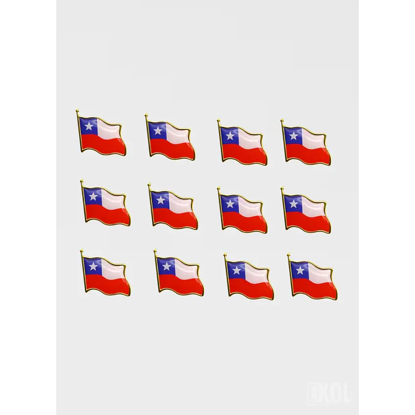 Pack 12 Broches Tipo Piocha Bandera De Chile - Calidad Superior 2