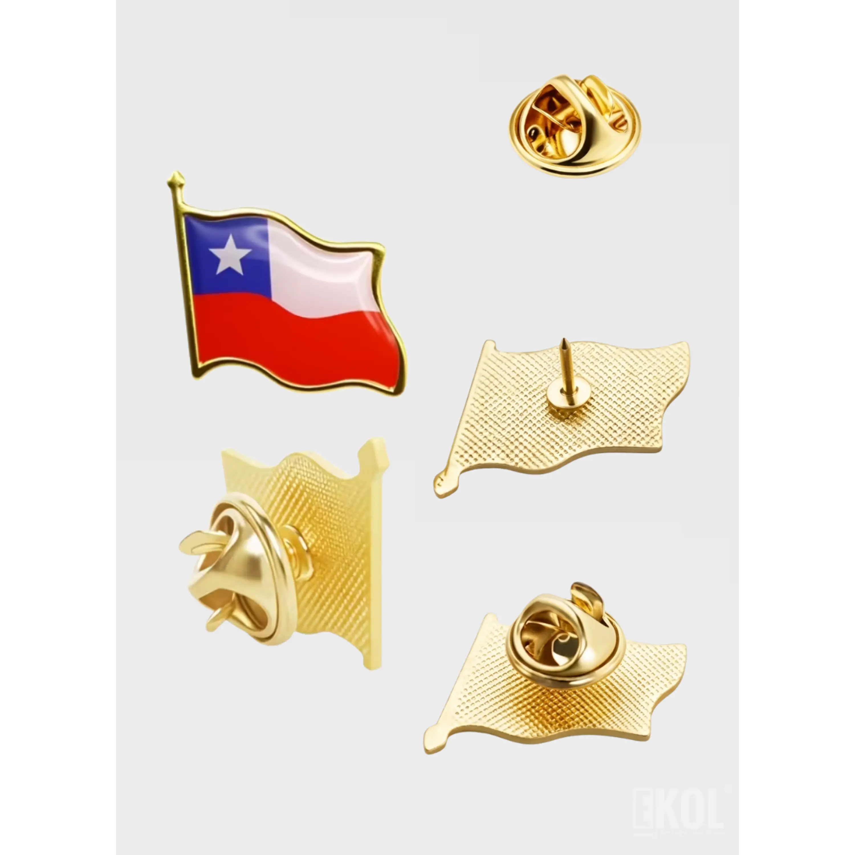 Pack 12 Broches Tipo Piocha Bandera De Chile - Calidad Superior 4