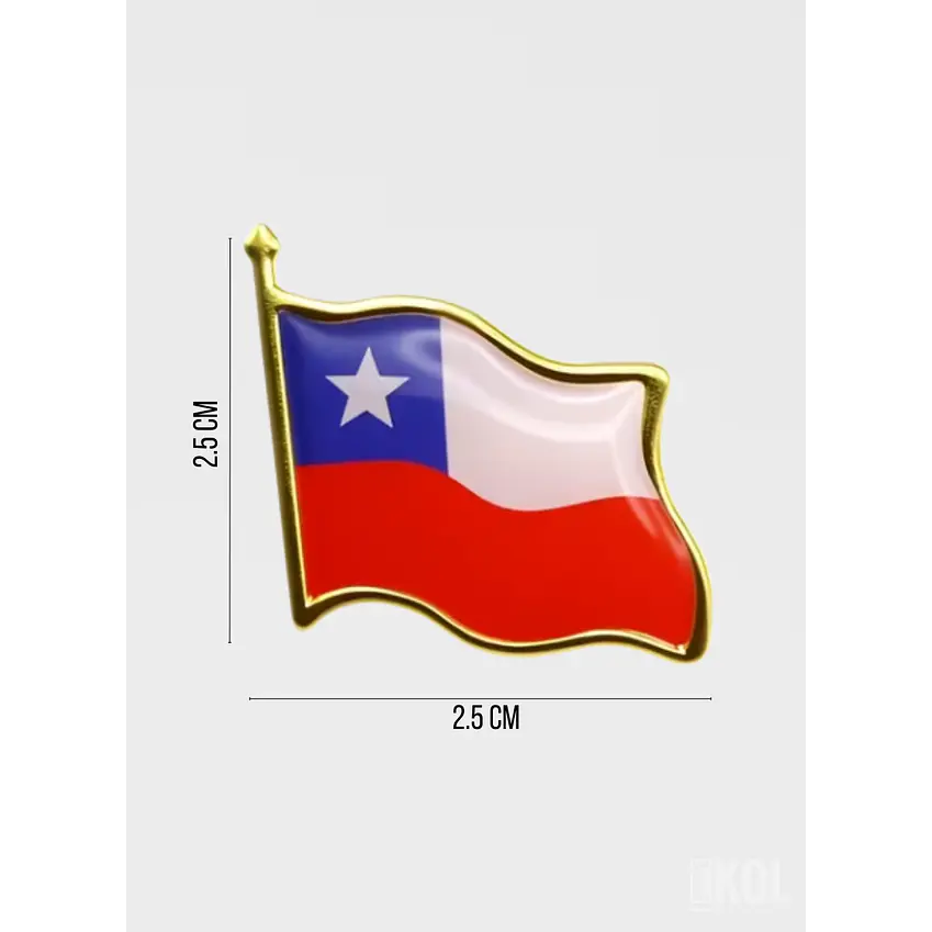 Broche Tipo Piocha Bandera De Chile Por Unidad- Calidad Superior  4