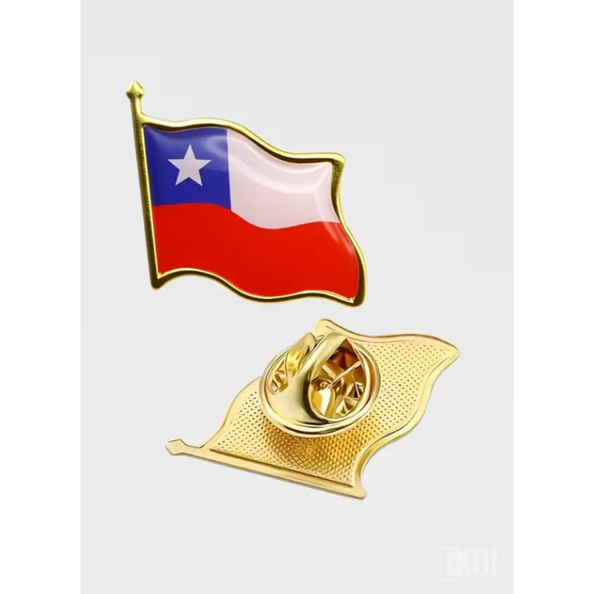 Broche Tipo Piocha Bandera De Chile Por Unidad- Calidad Superior  2
