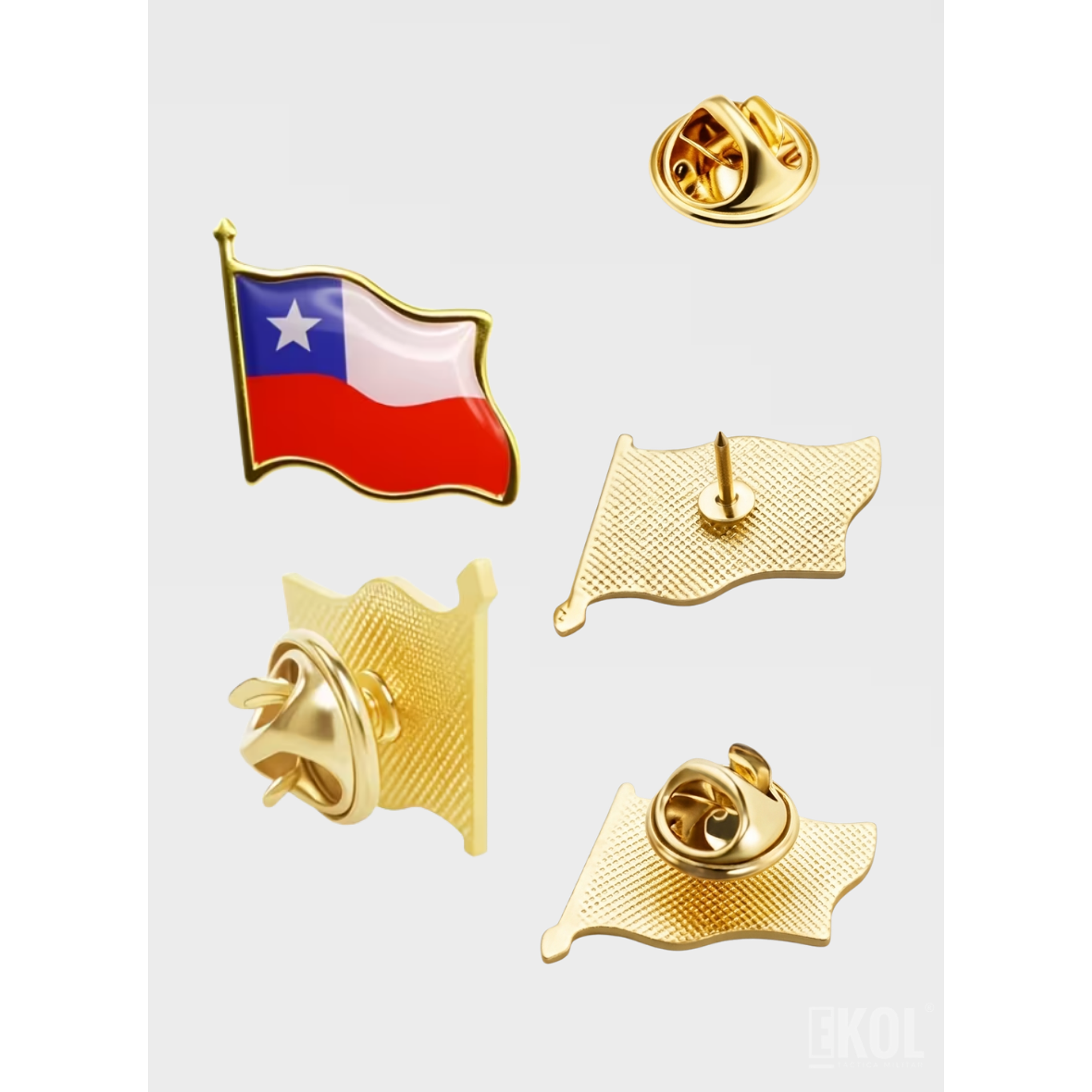Broche Tipo Piocha Bandera De Chile Por Unidad- Calidad Superior  3