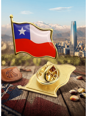 Broche Tipo Piocha Bandera De Chile Por Unidad- Calidad Superior 