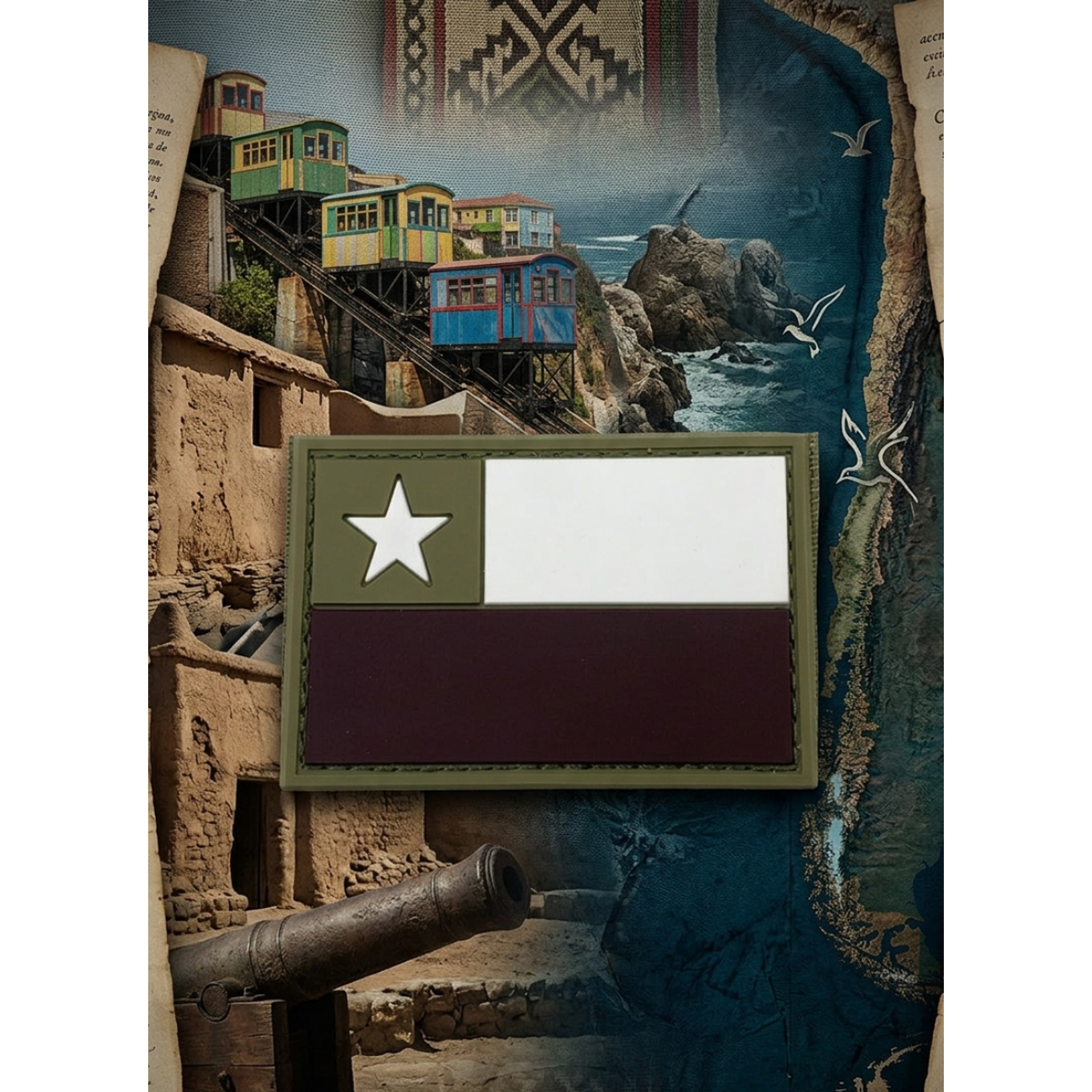 Parche Bandera Chile 8x5 cm PVC Goma Velcro Táctico Uniforme 1