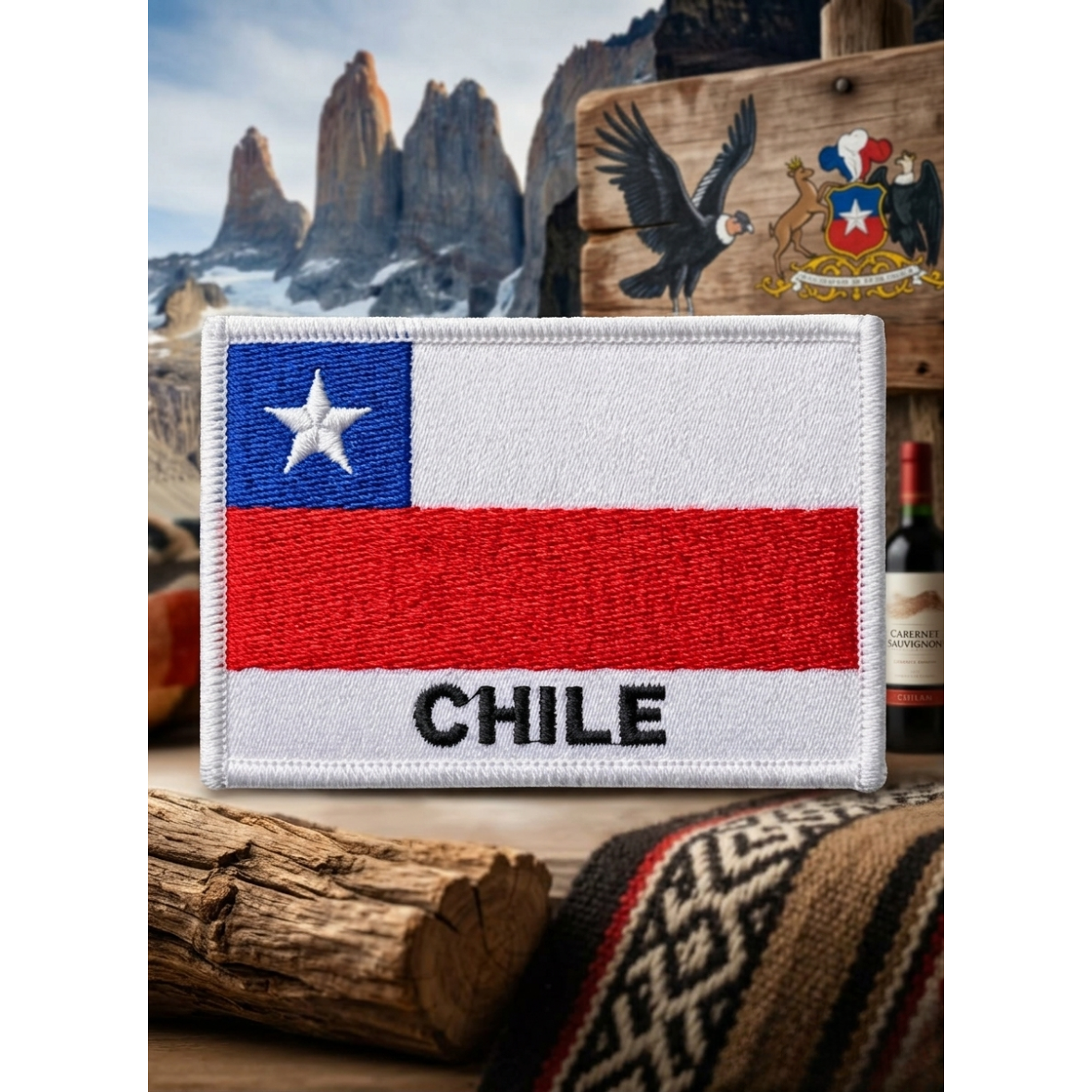 Parche Bordado Bandera Chile 8x5cm Velcro Táctico Velcro 1