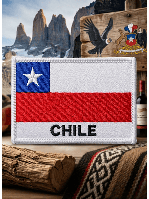 Parche Bordado Bandera Chile 8x5cm Velcro Táctico Velcro