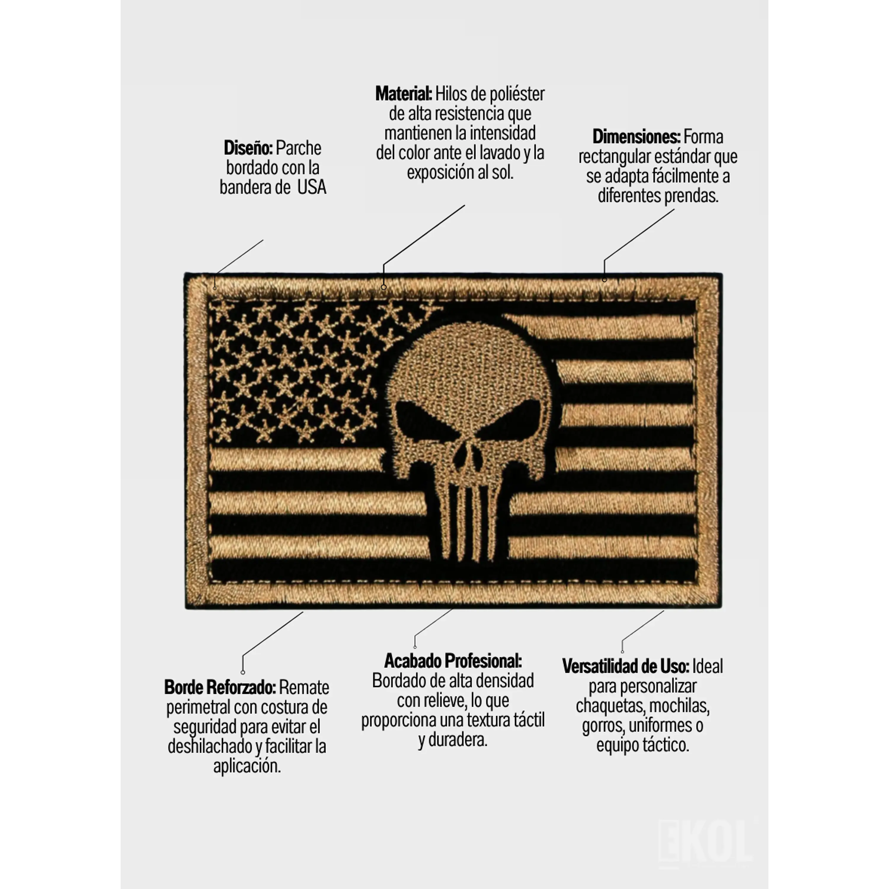 Parche Bandera USA Velcro 8x5 cm Para Uniforme Táctico Y Mochilas 7