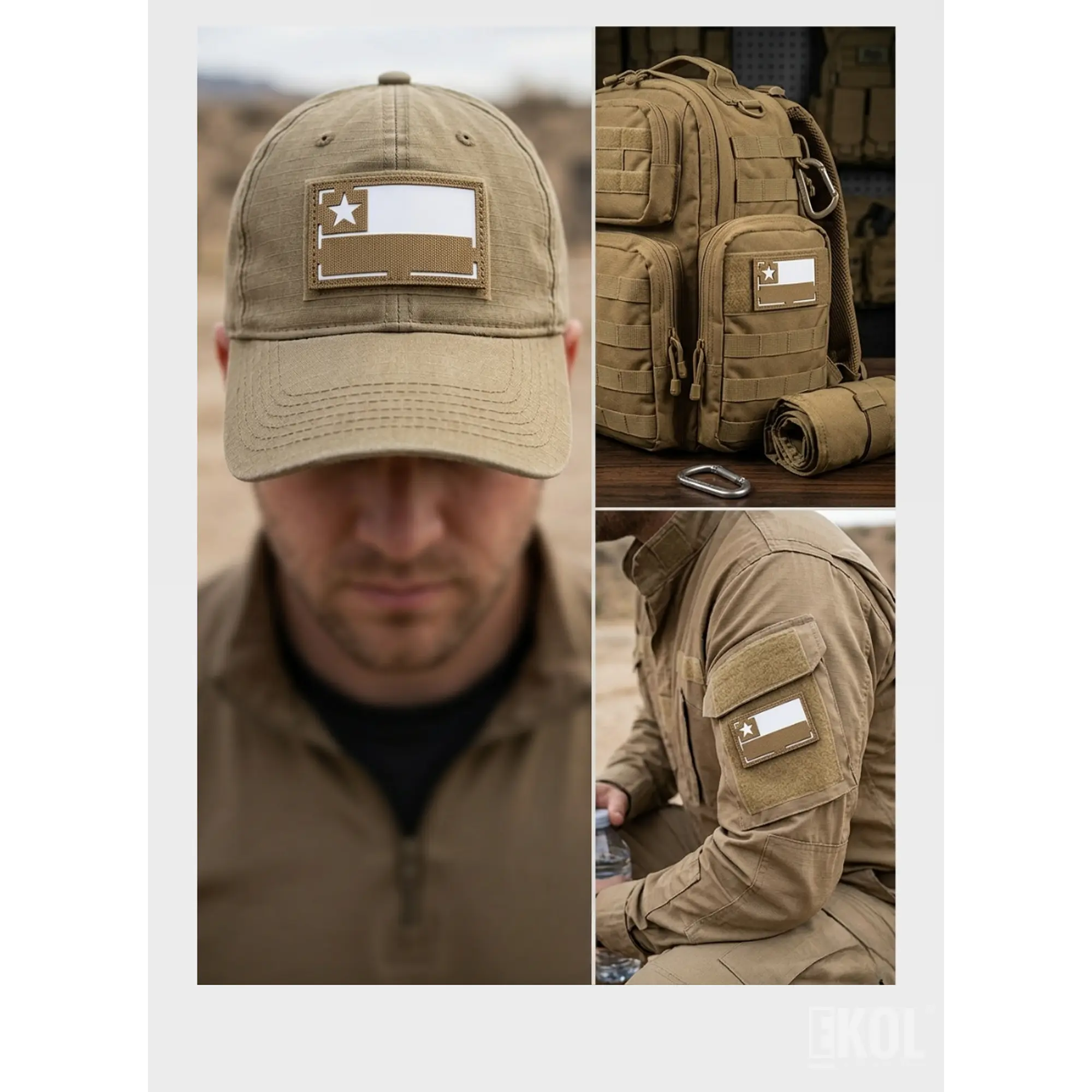 Parche Militar Bandera Chile Reflectante con Velcro - 8x5 cm 7