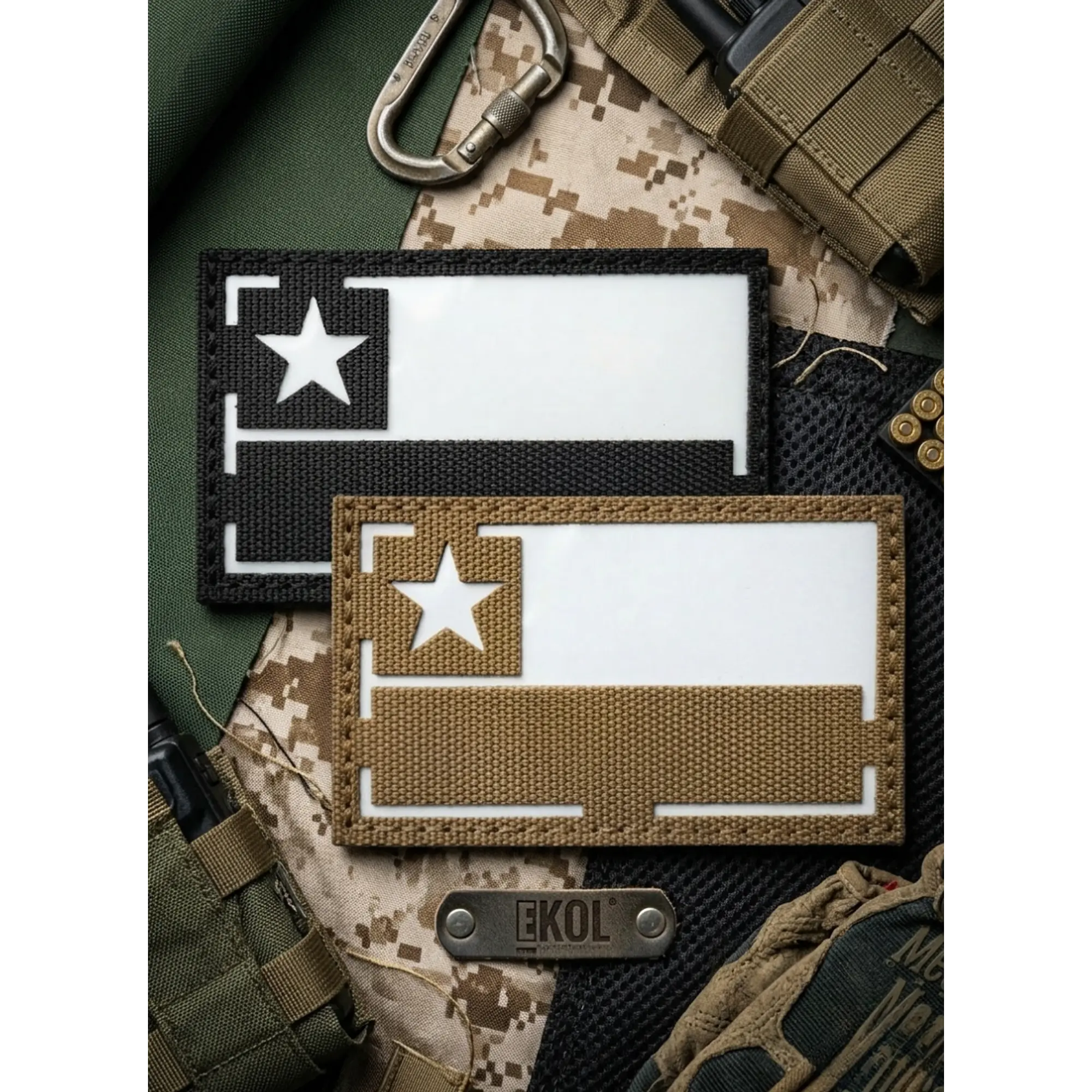 Parche Militar Bandera Chile Reflectante con Velcro - 8x5 cm 1