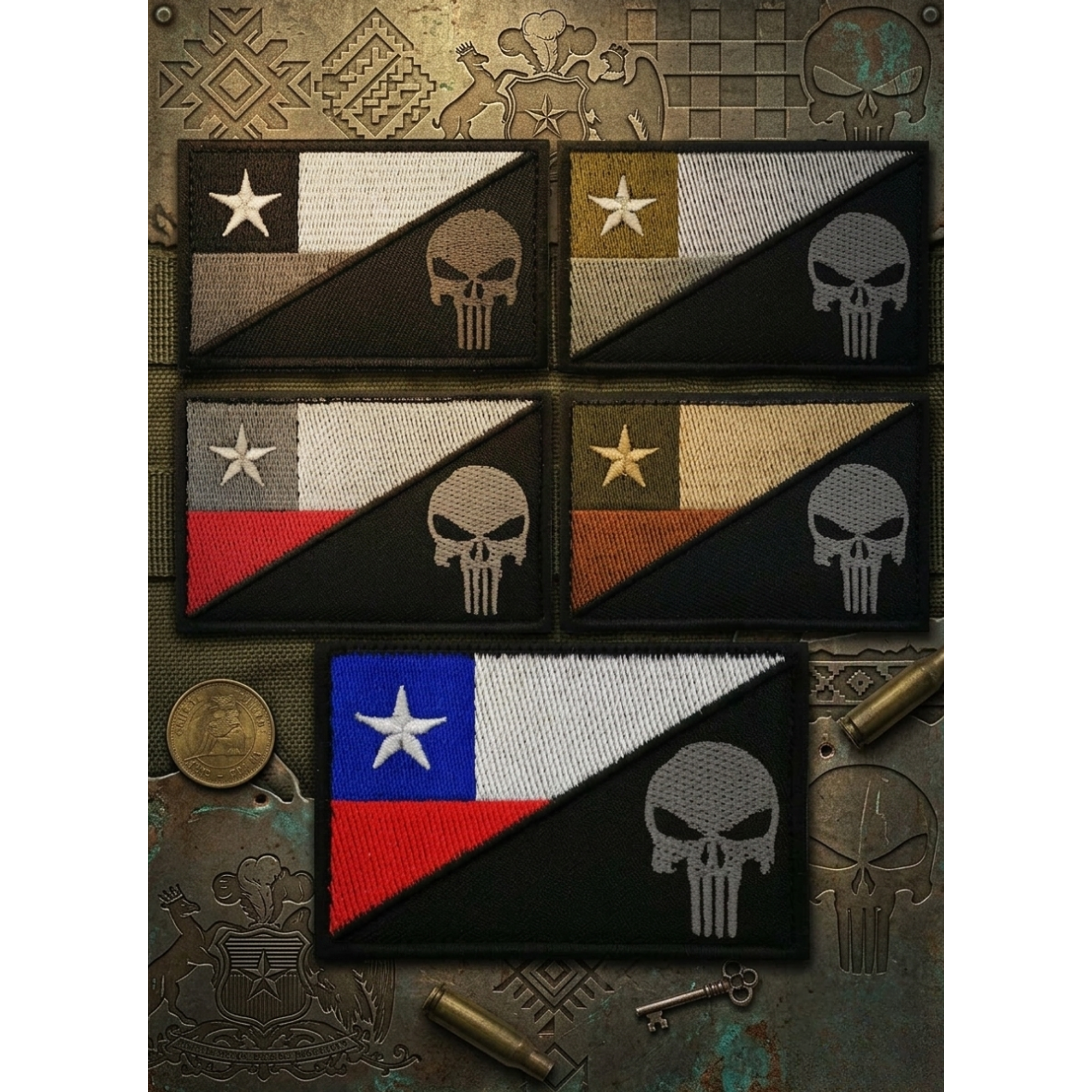 Parche Táctico Chile Calavera 8x5cm - Bordado con Velcro 1