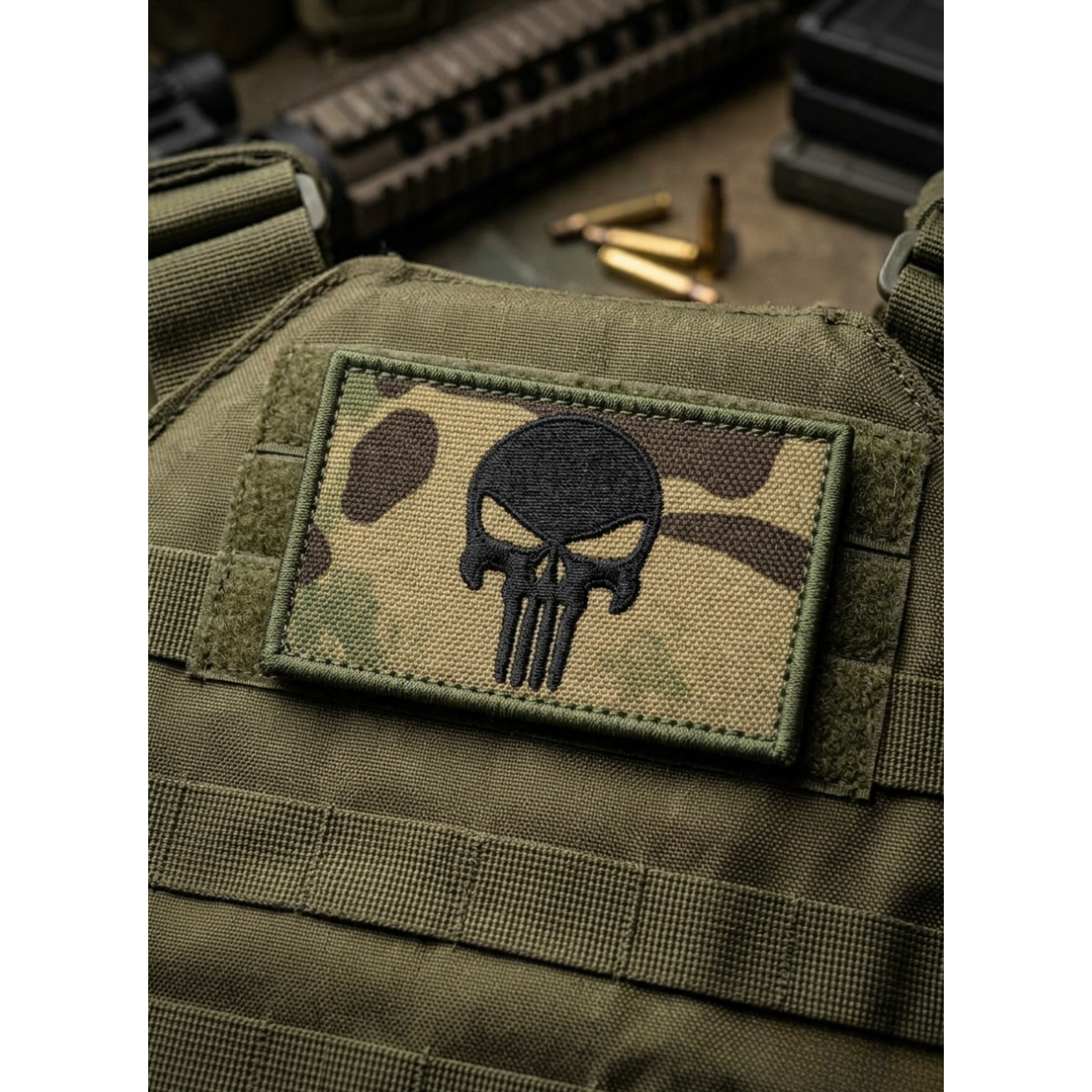 Parche Velcro Punisher Táctico Camuflado Calavera 8x5cm 1