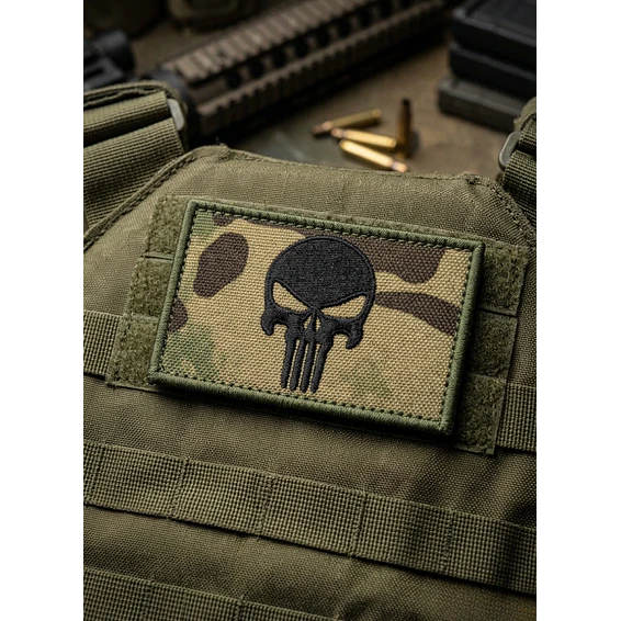 Parche Velcro Punisher Táctico Camuflado Calavera 8x5cm 1