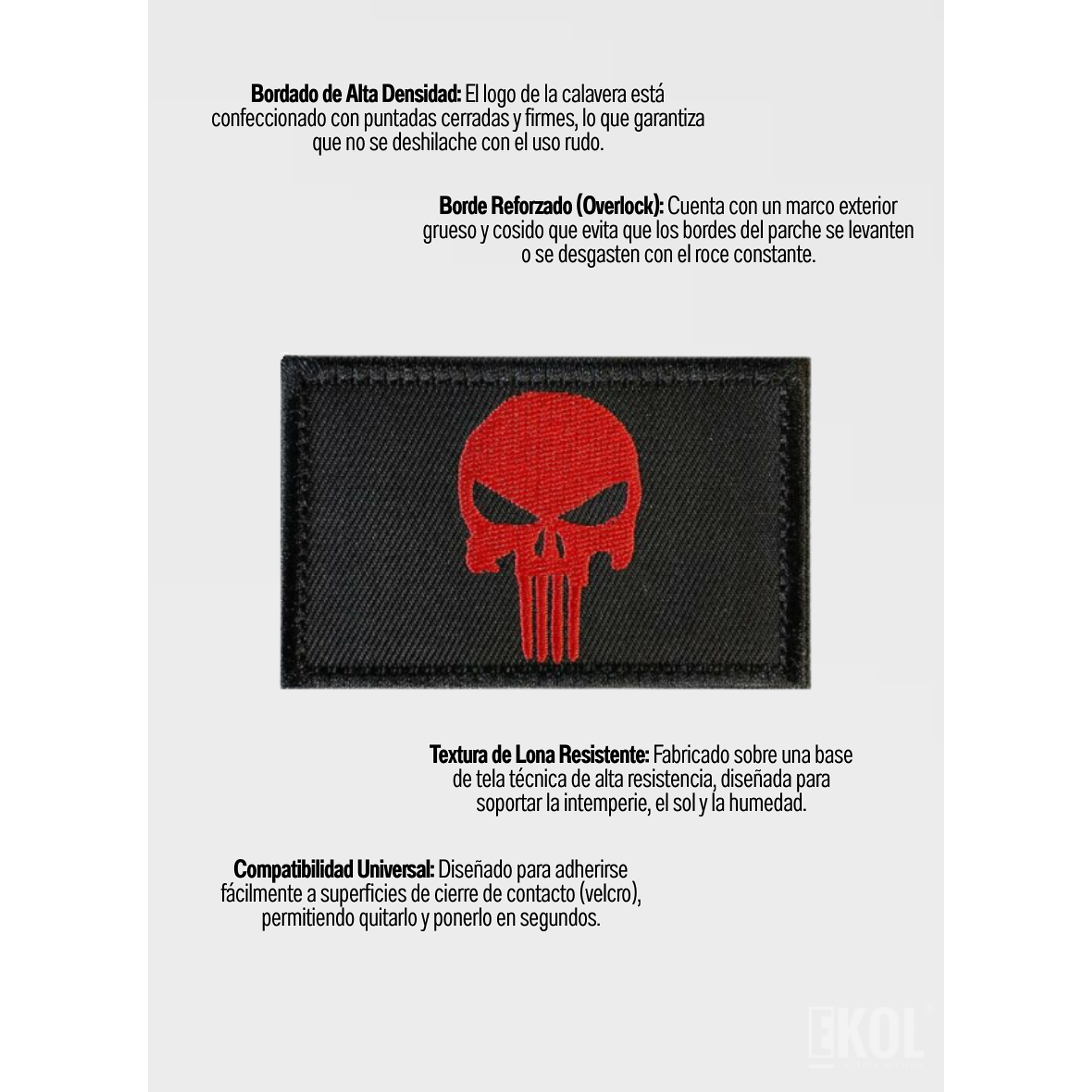 Parche Táctico Punisher Calavera Bordado - 8x5 cm 7