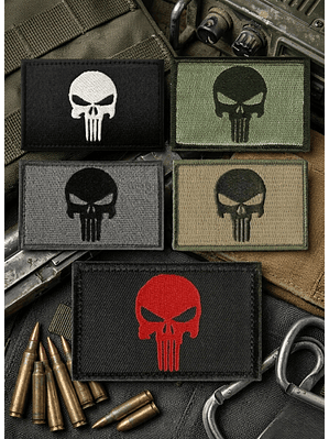 Parche Táctico Punisher Calavera Bordado - 8x5 cm