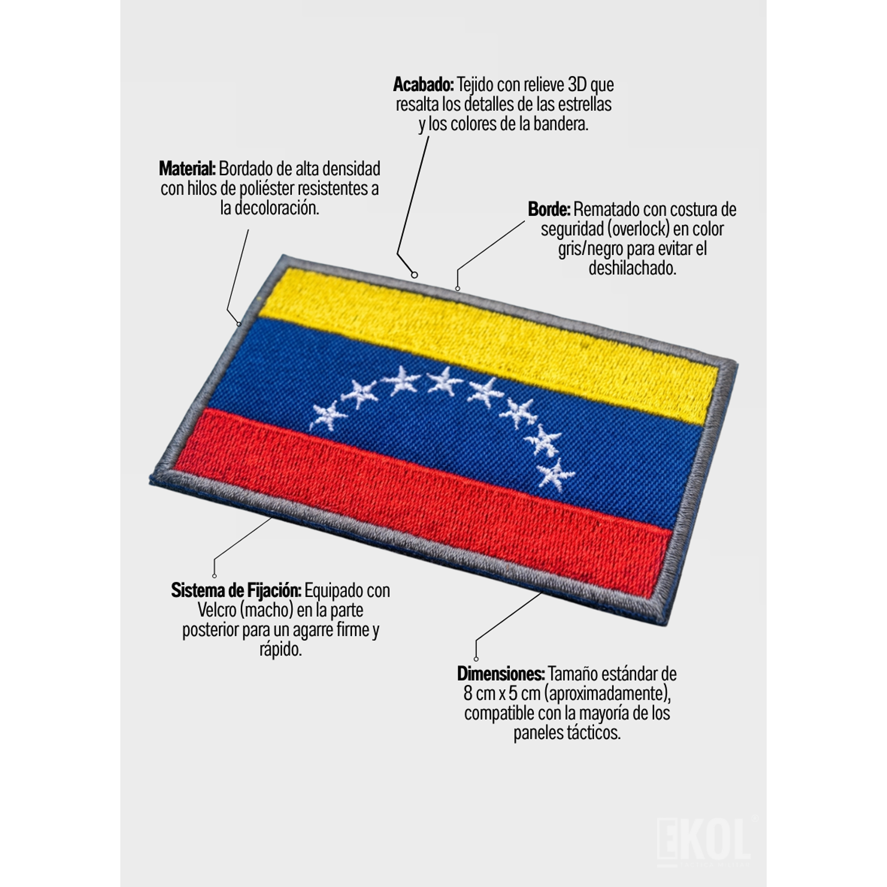 Parche Táctico Bandera De Venezuela 8x5cm Con Velcro Airsoft 3
