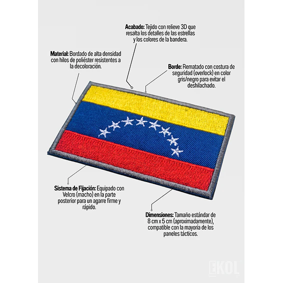 Parche Táctico Bandera De Venezuela 8x5cm Con Velcro Airsoft 3