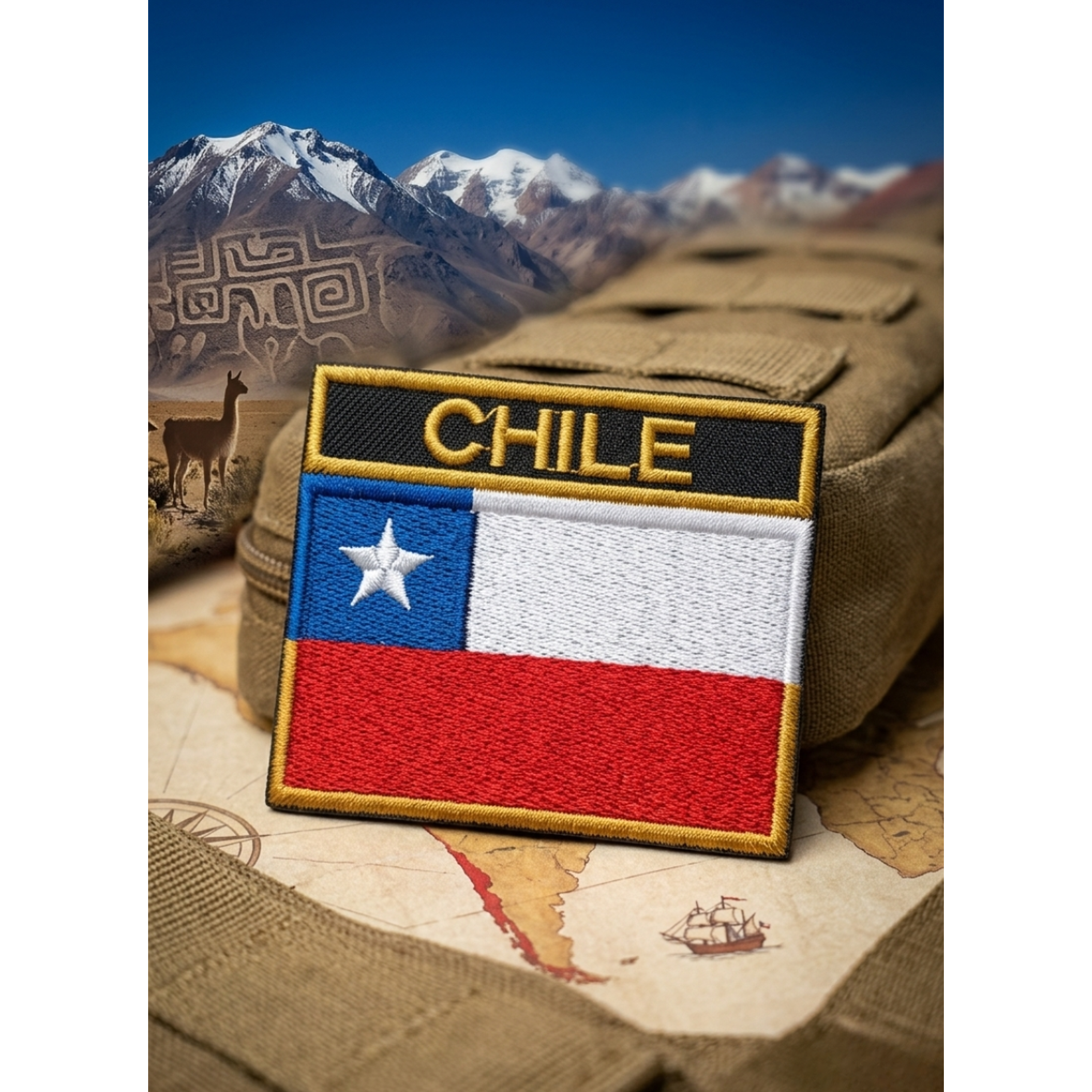 Parche Táctico Bandera Chile Personalizado Nombre 8x7cm Velcro 1
