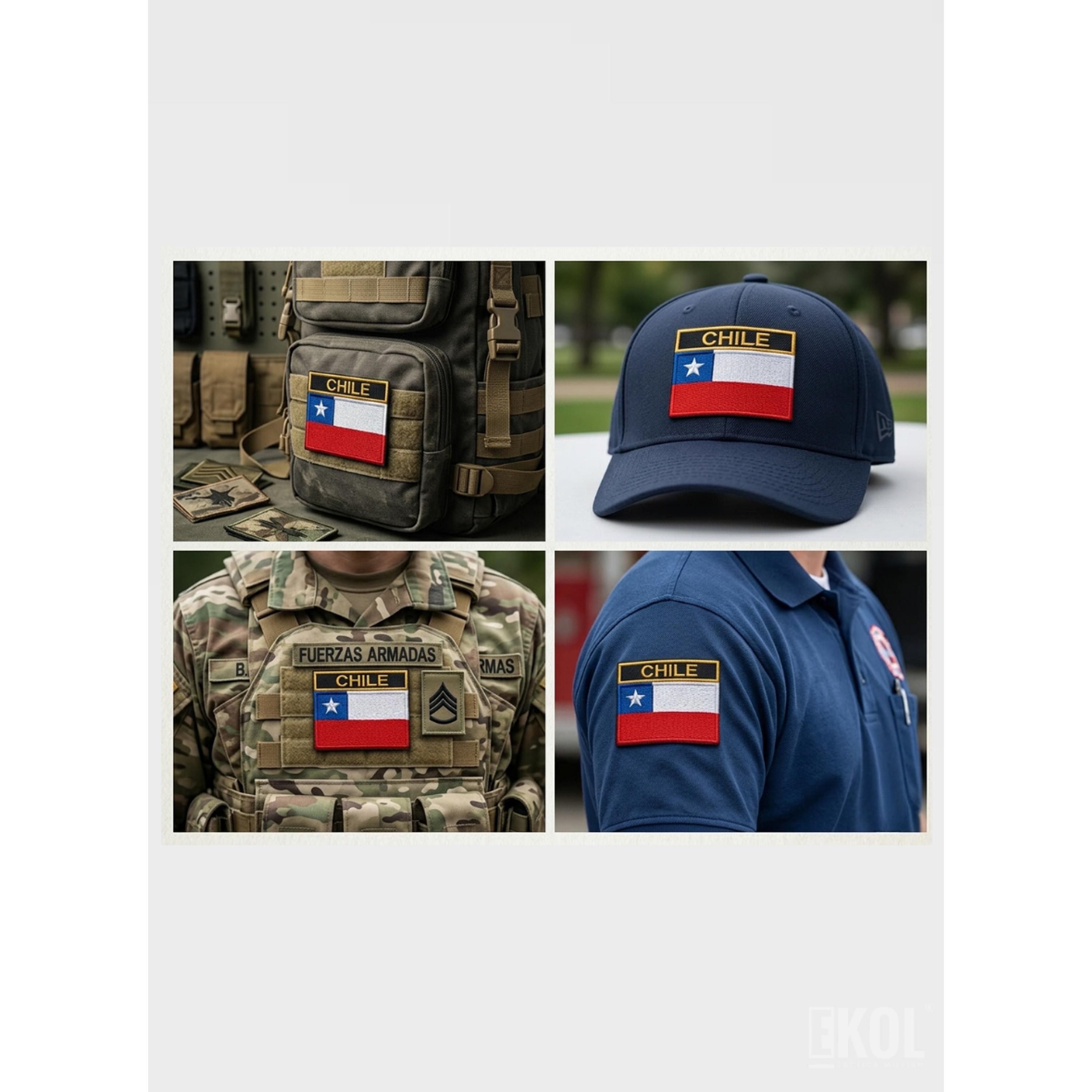 Parche Táctico Bandera Chile Personalizado Nombre 8x7cm Velcro 5
