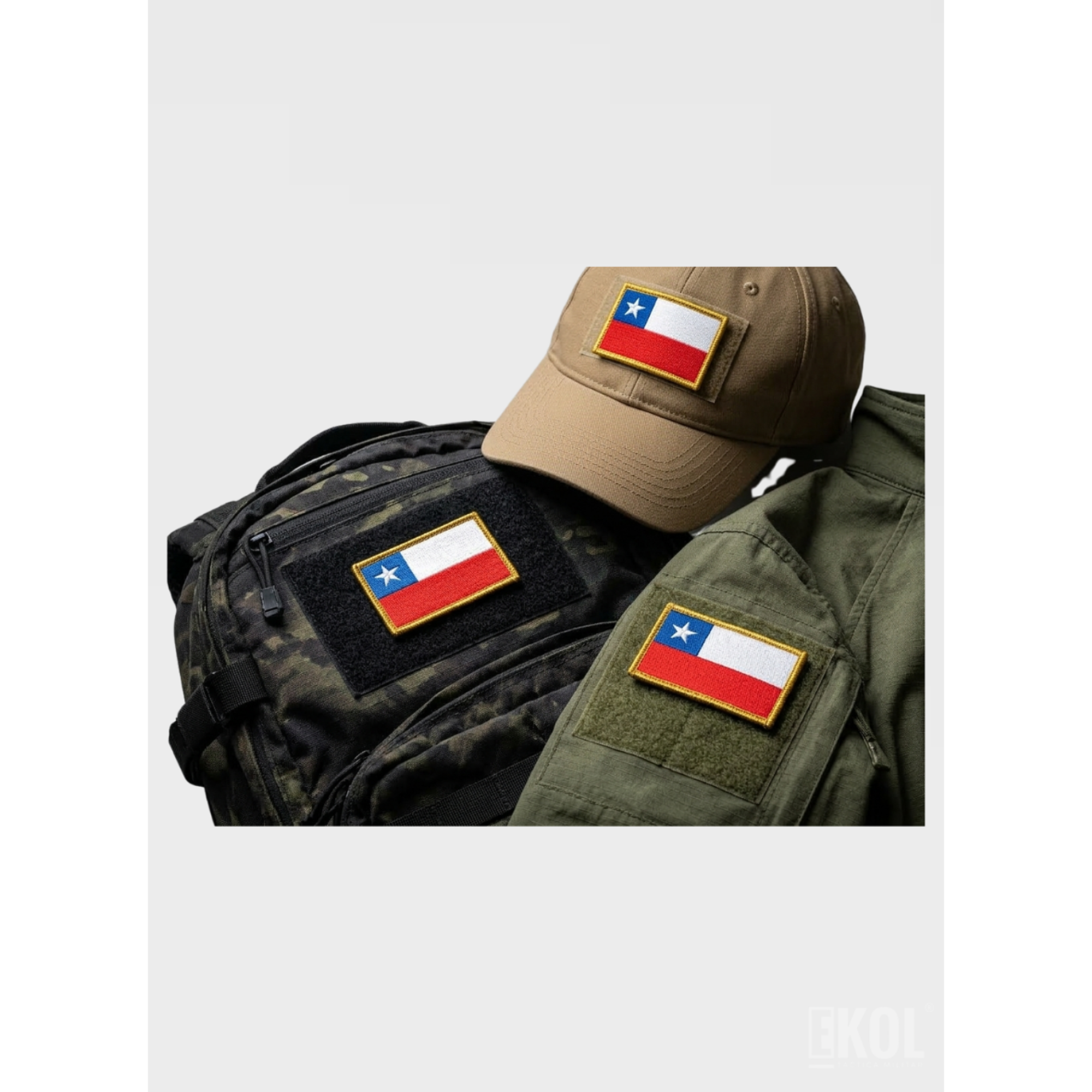 Parche Bandera de Chile Táctico 6x3 cm - Borde Reforzado para Uniforme Sin Velcro 5