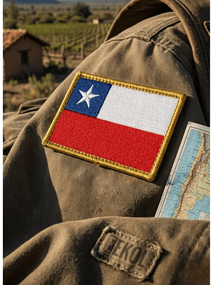 Parche Bandera de Chile Táctico 6x3 cm - Borde Reforzado para Uniforme Sin Velcro