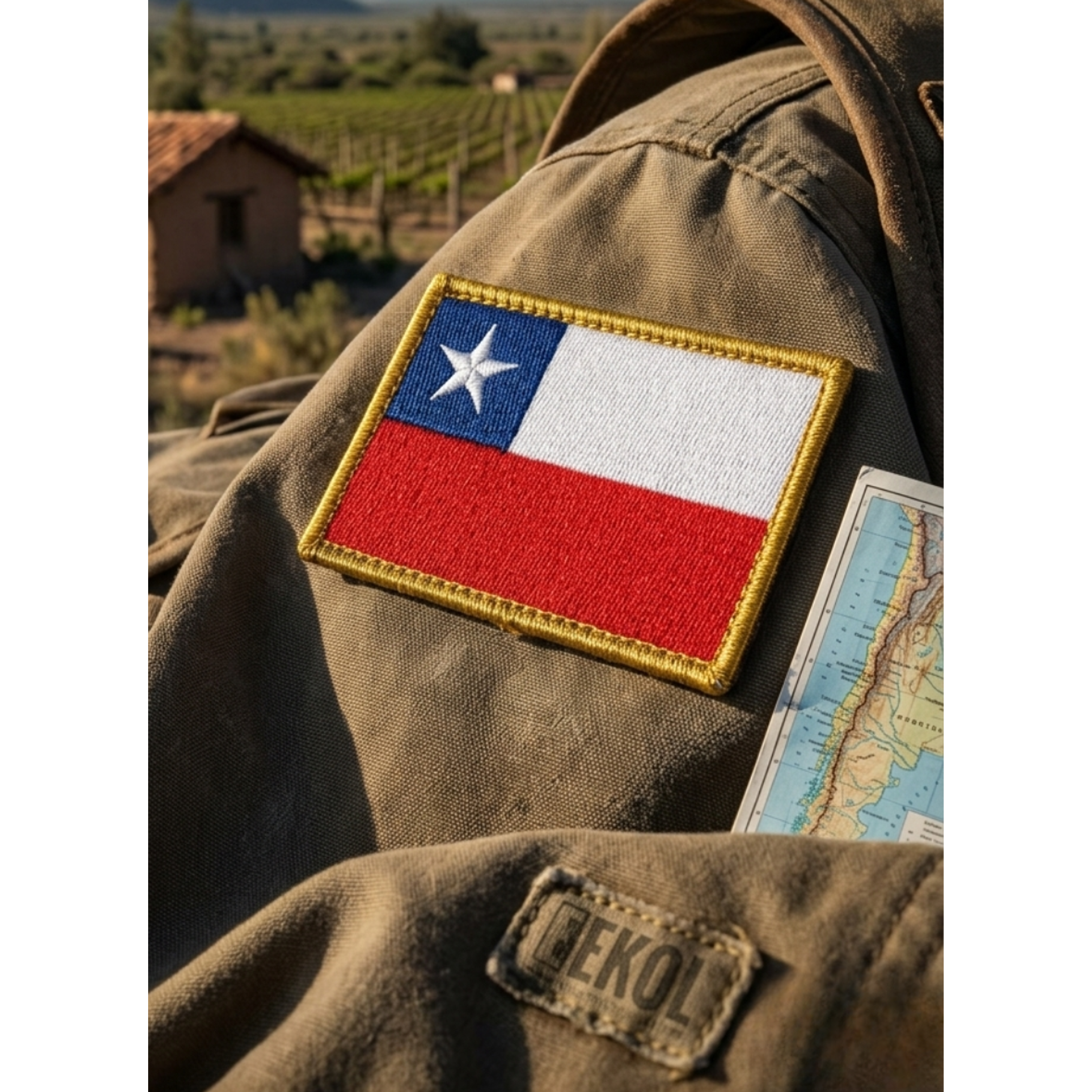 Parche Bandera de Chile Táctico 6x3 cm - Borde Reforzado para Uniforme Sin Velcro 1