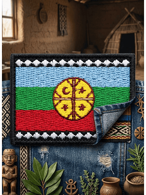 Parche Táctico Bandera Mapuche 6x3cm Bordado - Sin Velcro