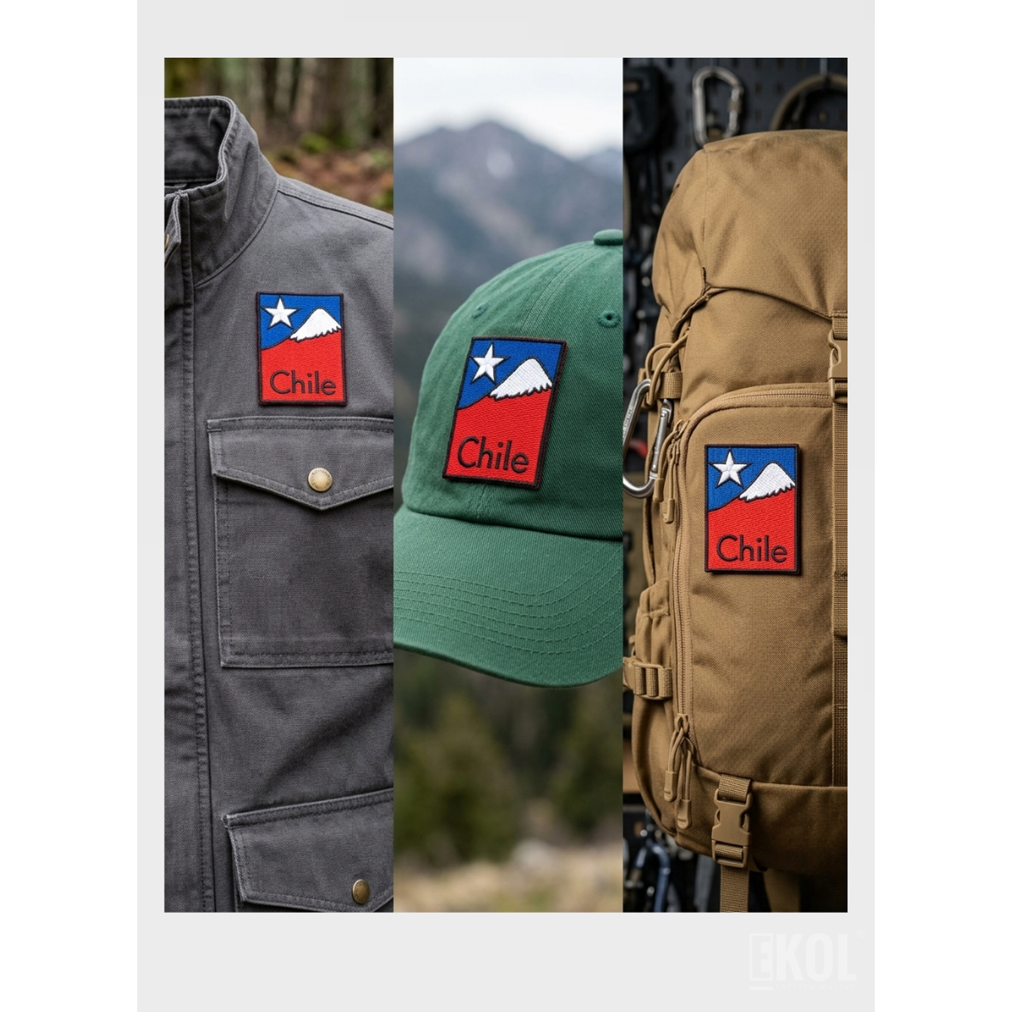 Parche Bordado Bandera de Chile y Cordillera | 8x6 cm Sin Velcro 5