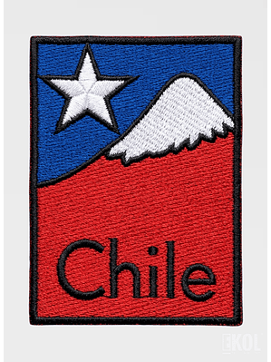 Parche Bordado Bandera de Chile y Cordillera | 8x6 cm Sin Velcro