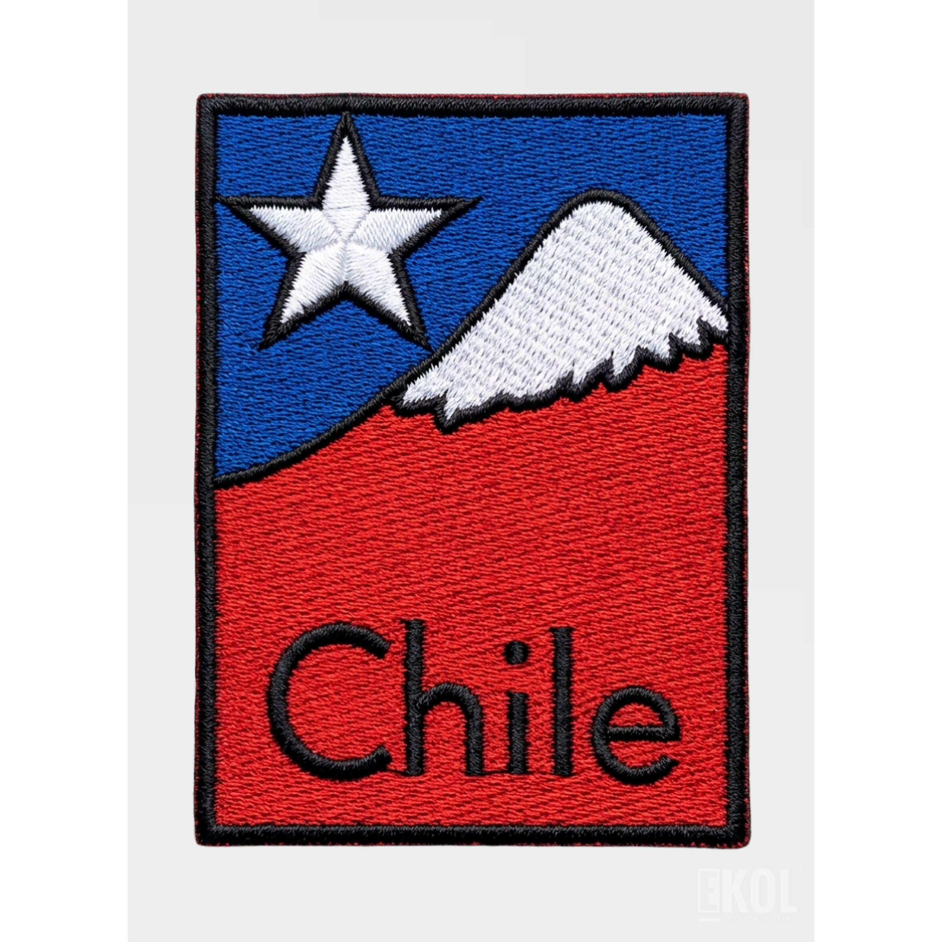 Parche Bordado Bandera de Chile y Cordillera | 8x6 cm Sin Velcro 2