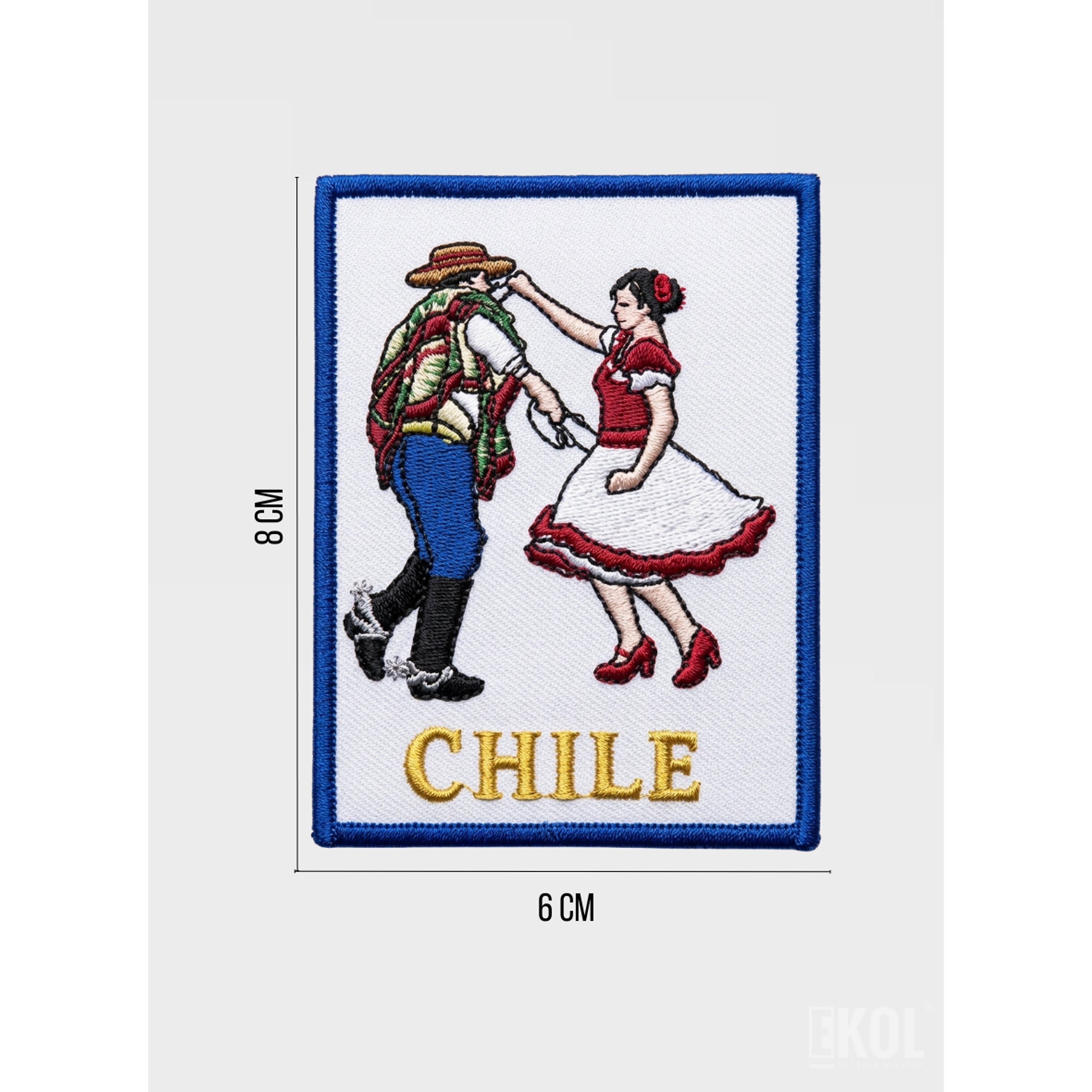 Parche De Cueca Bordado Sin Velcro 8x6 Cm Borde Azul 4