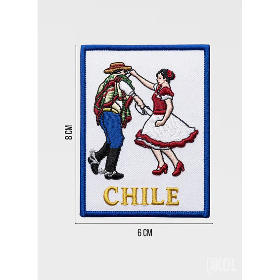 Parche De Cueca Bordado Sin Velcro 8x6 Cm Borde Azul 4