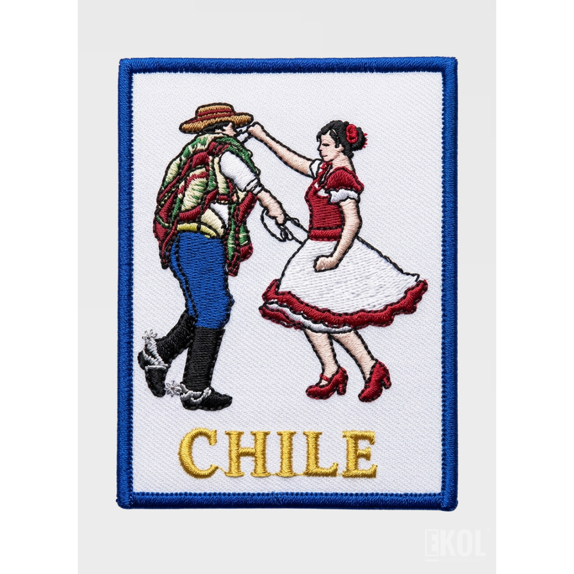 Parche De Cueca Bordado Sin Velcro 8x6 Cm Borde Azul 2