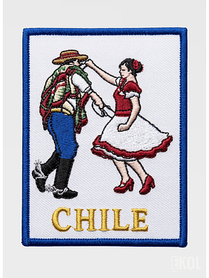 Parche De Cueca Bordado Sin Velcro 8x6 Cm Borde Azul