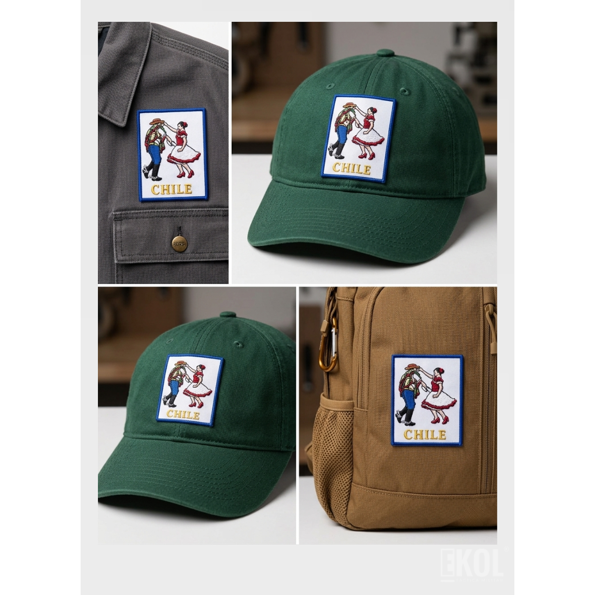 Parche De Cueca Bordado Sin Velcro 8x6 Cm Borde Azul 5