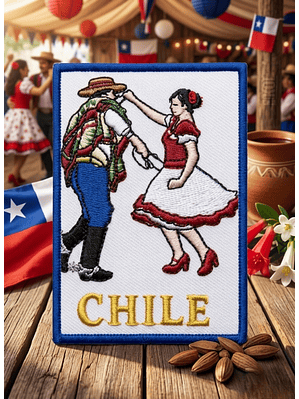 Parche De Cueca Bordado Sin Velcro 8x6 Cm Borde Azul