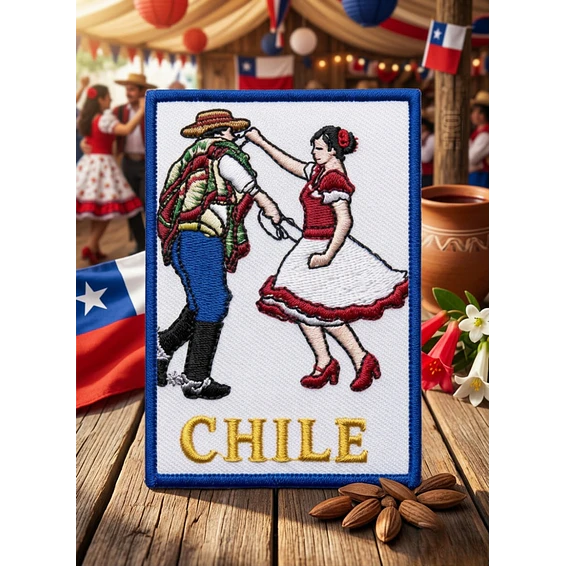 Parche De Cueca Bordado Sin Velcro 8x6 Cm Borde Azul 1