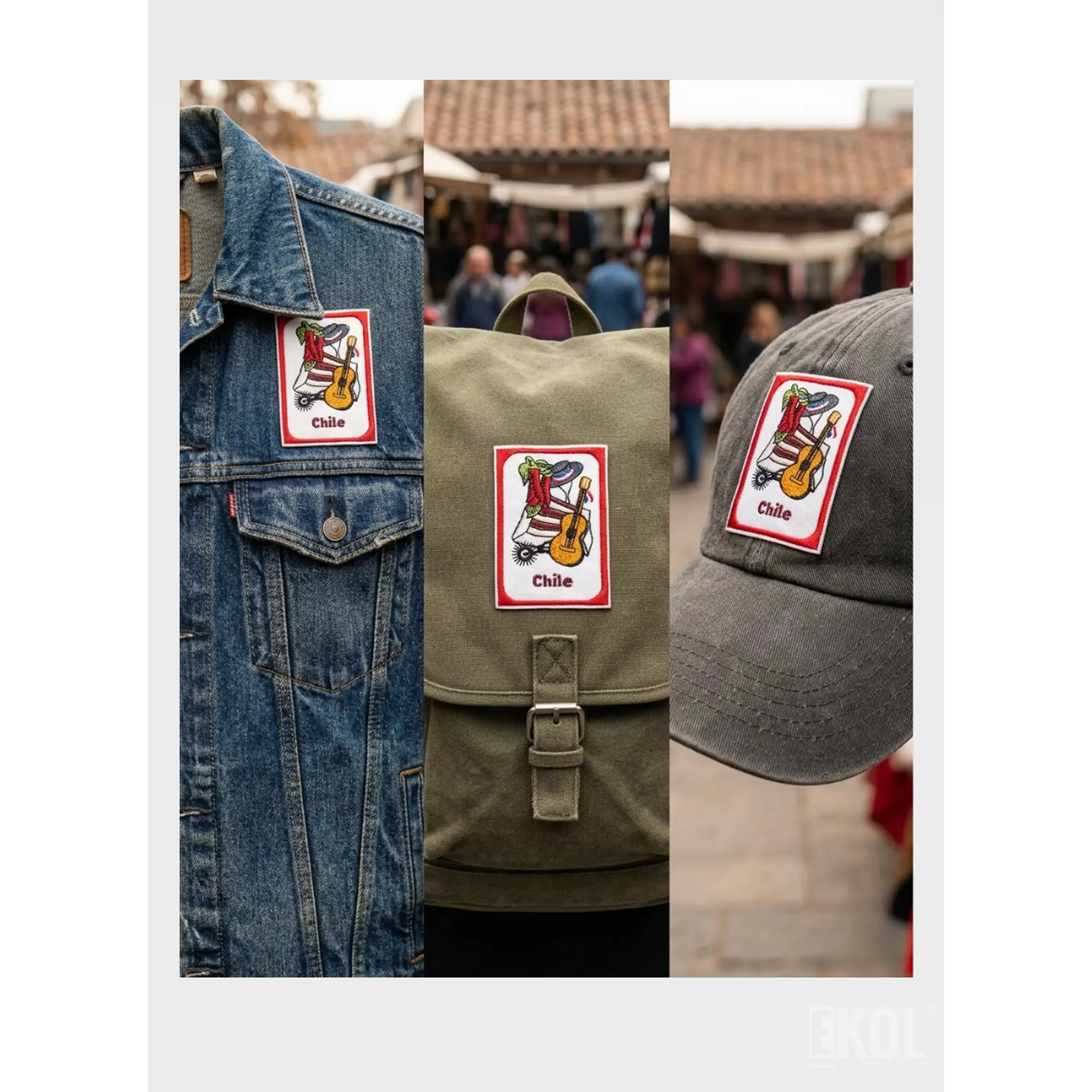 Parche Bordado Fiestas Patrias 8x5 cm - Borde Rojo para Coser (Sin Velcro) 4