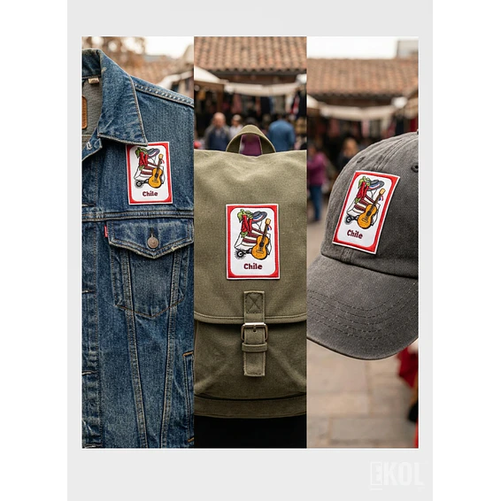 Parche Bordado Fiestas Patrias 8x5 cm - Borde Rojo para Coser (Sin Velcro) 4
