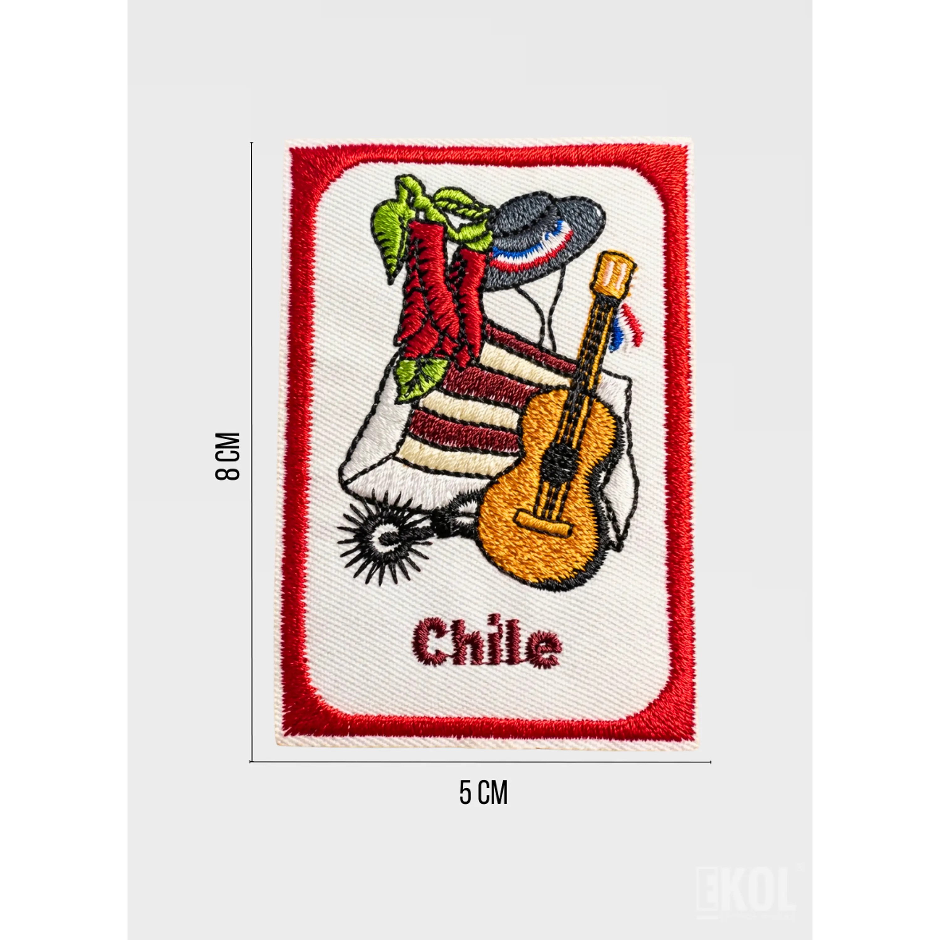 Parche Bordado Fiestas Patrias 8x5 cm - Borde Rojo para Coser (Sin Velcro) 3